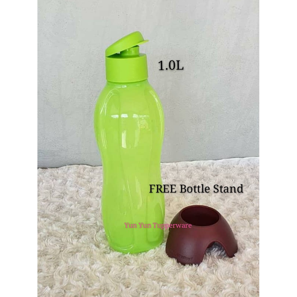 Tupperware Eco Bottle 1L Flip Top (1 PC) Blue / Green / Yellow + FREE Bottle Stand