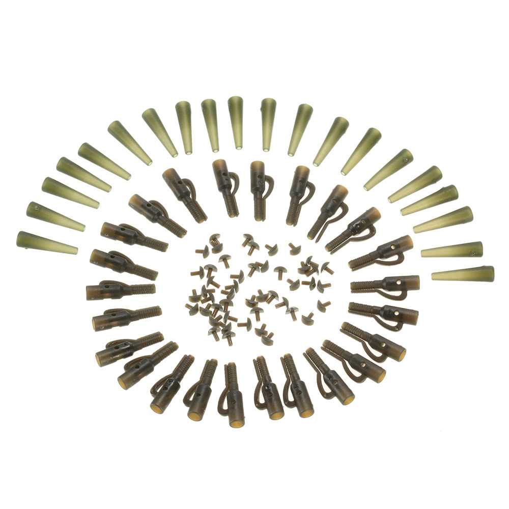 60pcs/20 Sets Safety Lead Clips Tail Rubber Tubes with Pins Carp Fishing Tackle Accessories