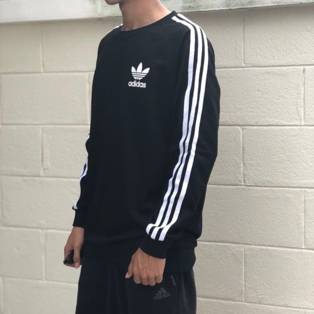 adidas trefoil stripe hoodie