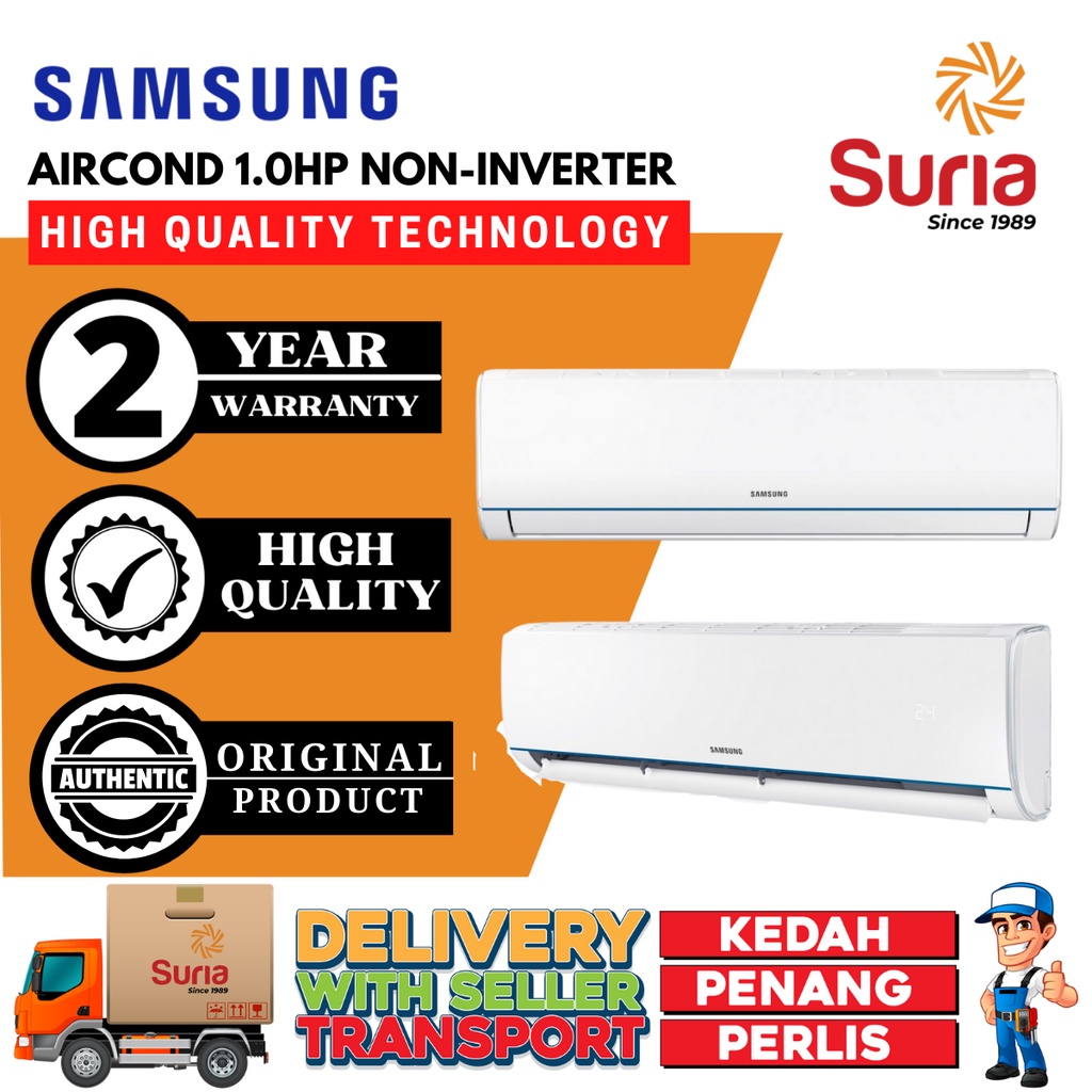 Samsung 1.0HP Non Inverter Aircond R32 Gas SEssential Air Conditioner
