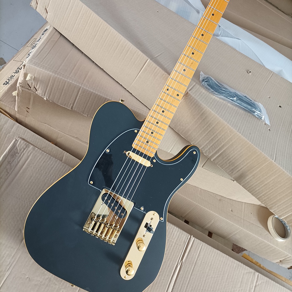Fender Telecaster 6 Strings Matte Black Electric Guitar with Gold Hardware,Maple Fretboard