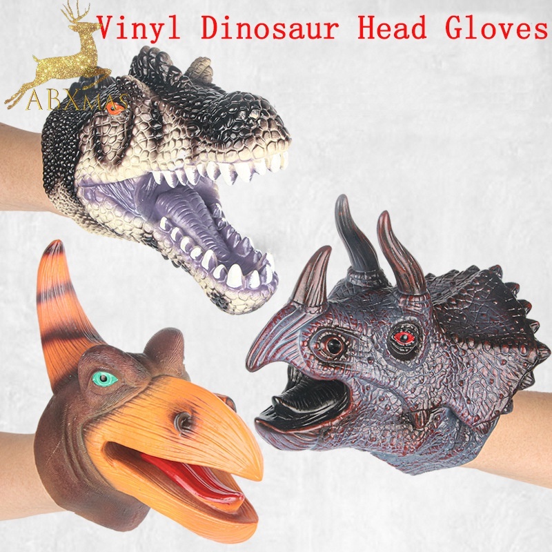 Boys Simulation Battle Dinosaur Head Vinyl Gloves/ Velociraptor Claws Anime Accessories/ Adults Dragon Hand Puppet Gifts for Child