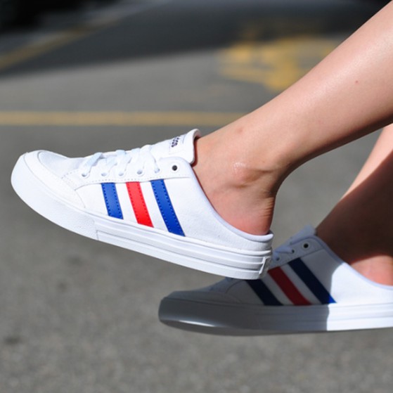 100% Original Adidas VS SET MULE Low Top Slip On Loafers School All-match Breathable White Shoes For | Shopee Malaysia