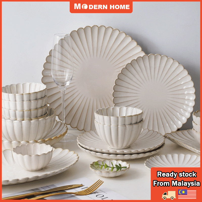 Modern_homeJapanese Tableware Ceramic Plate Set Household Rice Bowl Sushi Plate Soup Plate Dinnerware Pinggan Mangkuk