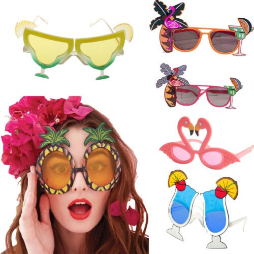 1pcs Hawaii Tropical Party Sunglasses Flamingo Hawaiian Luau Pool Beach Party Decoration Supplies Pineapple Funny Glasses