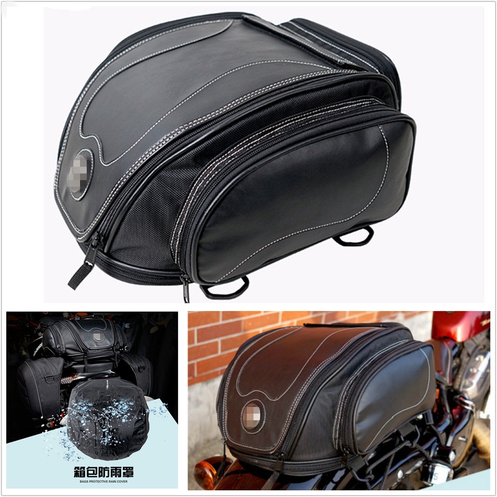 Universal PU Leather Motorcycle Rear Bag Retro Seat Tail Pack Riding