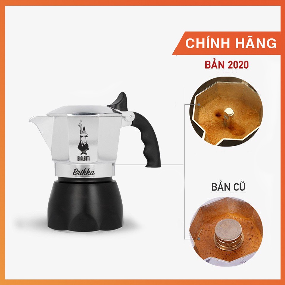 Moka Bialetti Brikka 2 cup Kettle (Version 2020) With Exclusive Pressure Valve Made in Romania