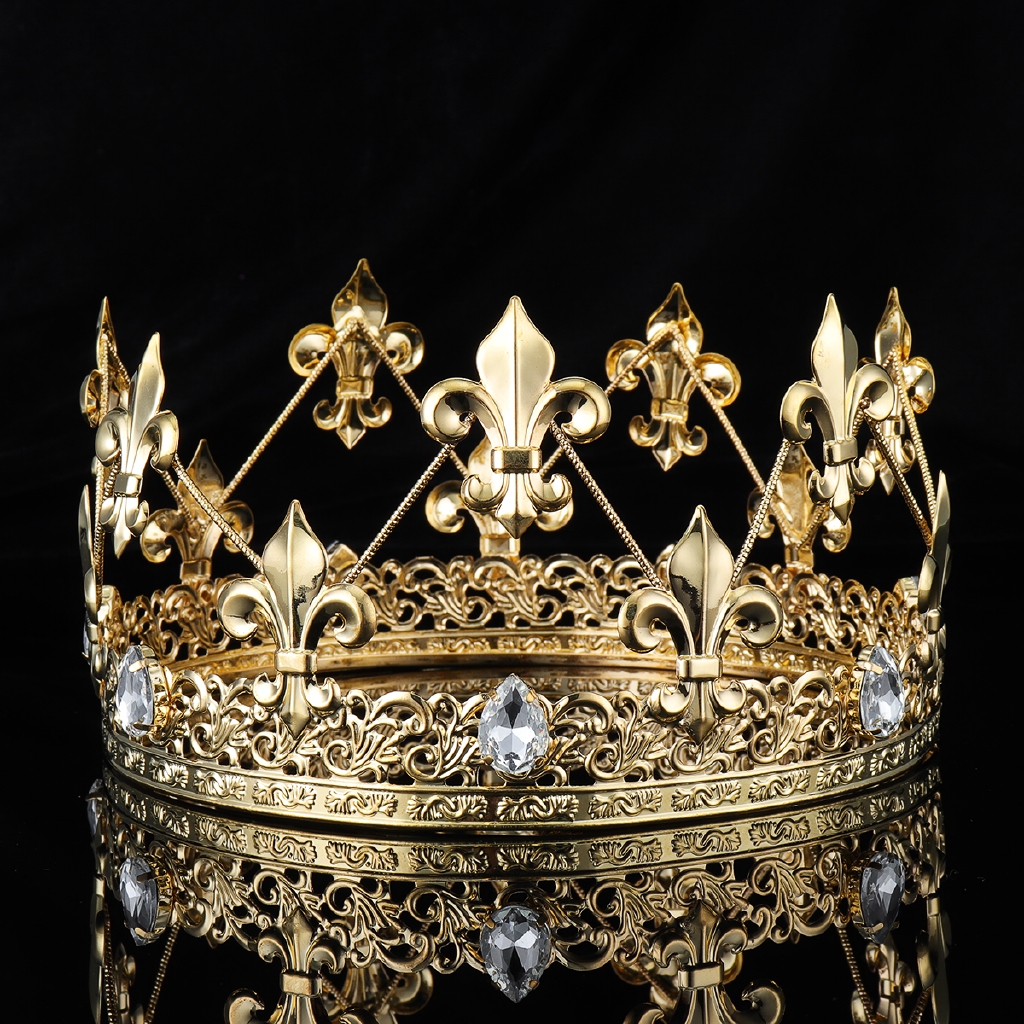 Men Tiara King Crown Imperial Medieval Fleur De Lis