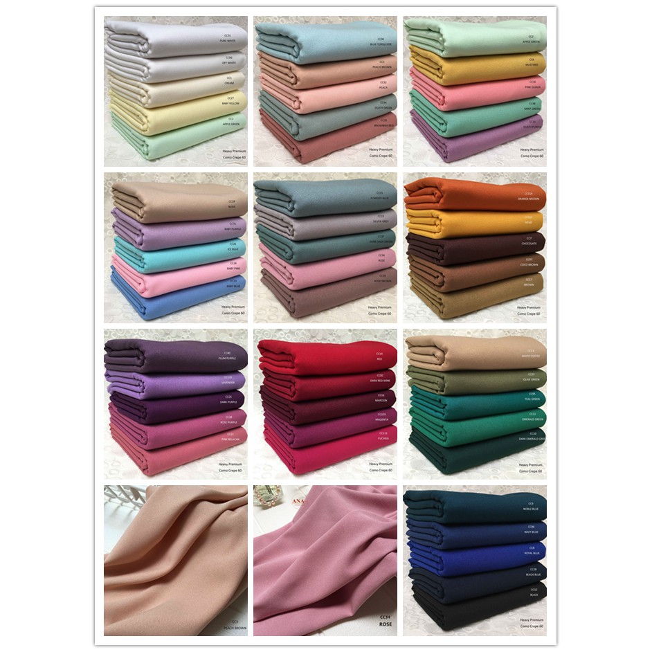 3.5m kain pasang heavy premium como crepe bidang 60