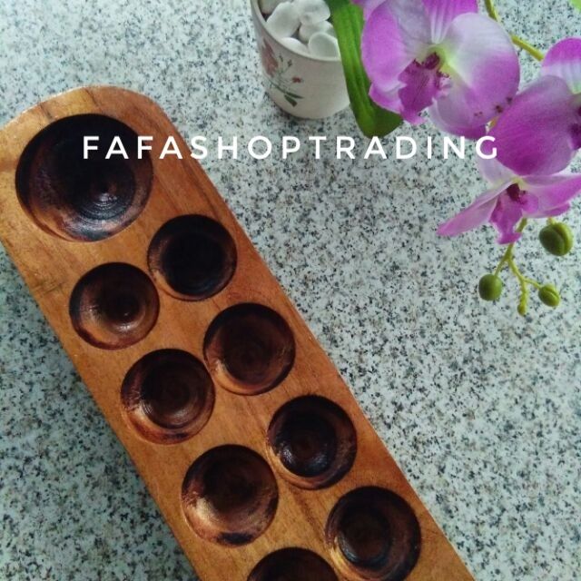 Congkak kayu handmade Pak Cik Midi (permainan tradisional Melayu) *free  guli*