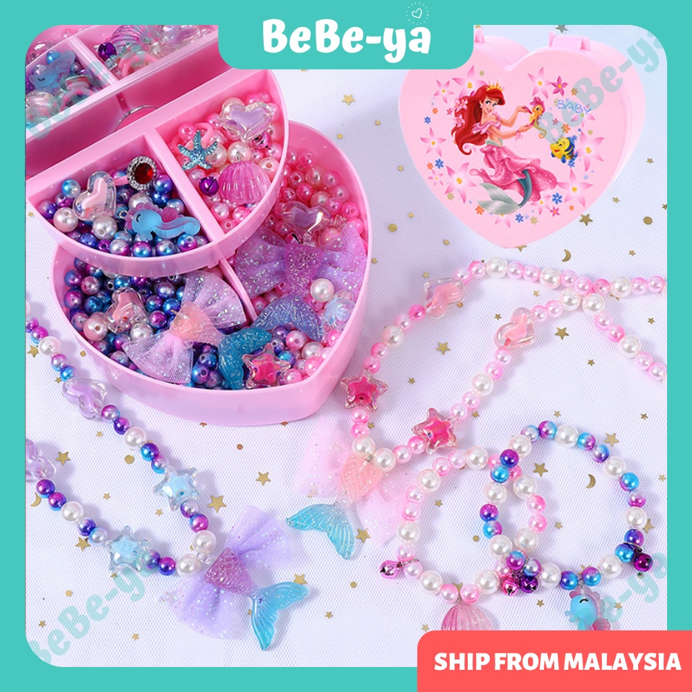 Kids Jewelry Making Kit - DIY Jewelry Beads Elsa Frozen Accessories For Kids  Princess Necklace Ring Jewellery Box | Shopee Malaysia