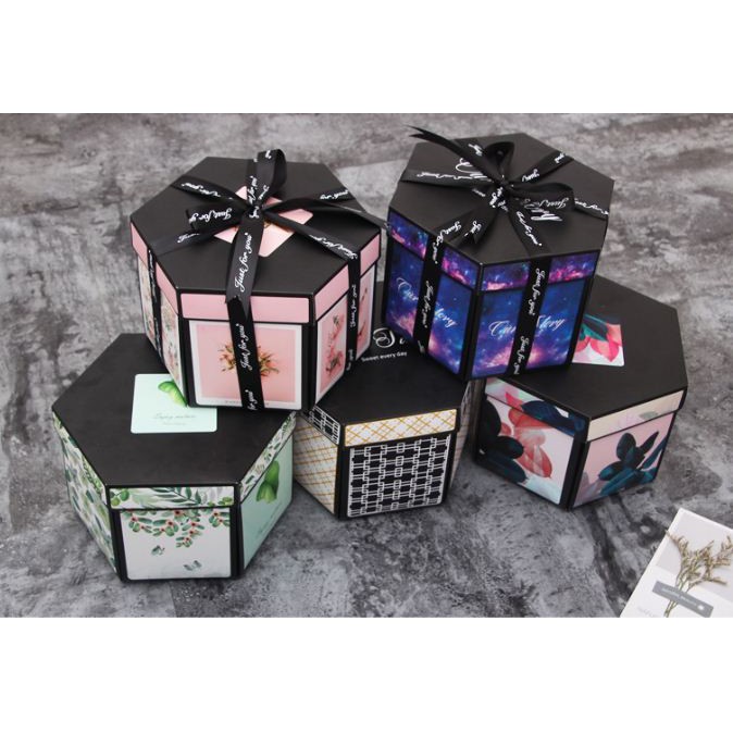 Ready Stock Creative Gift Hexagon Explosion Box Gift Box Assemble Led