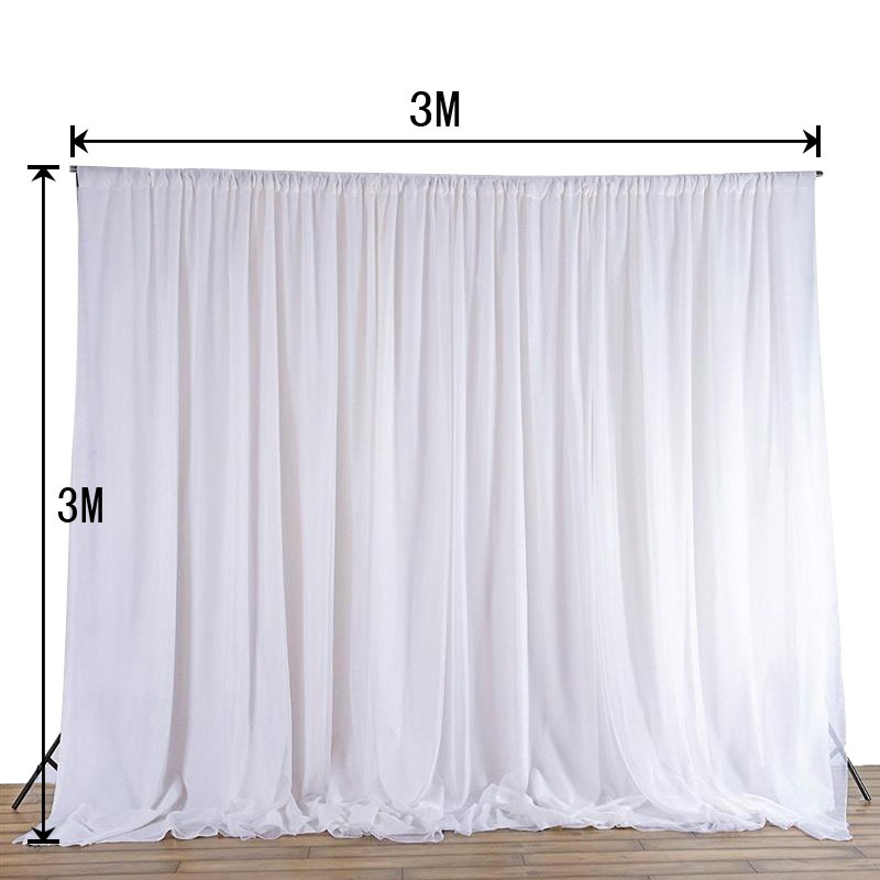 3mx3m White Sheer Silk Hanging Curtains Backdrop For Wedding Party