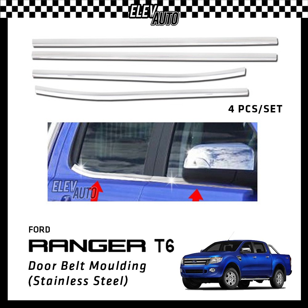 Ford Ranger T6 Chrome Lining Door Belt Moulding 3D Stainless Steel Window  Trim | Shopee Malaysia