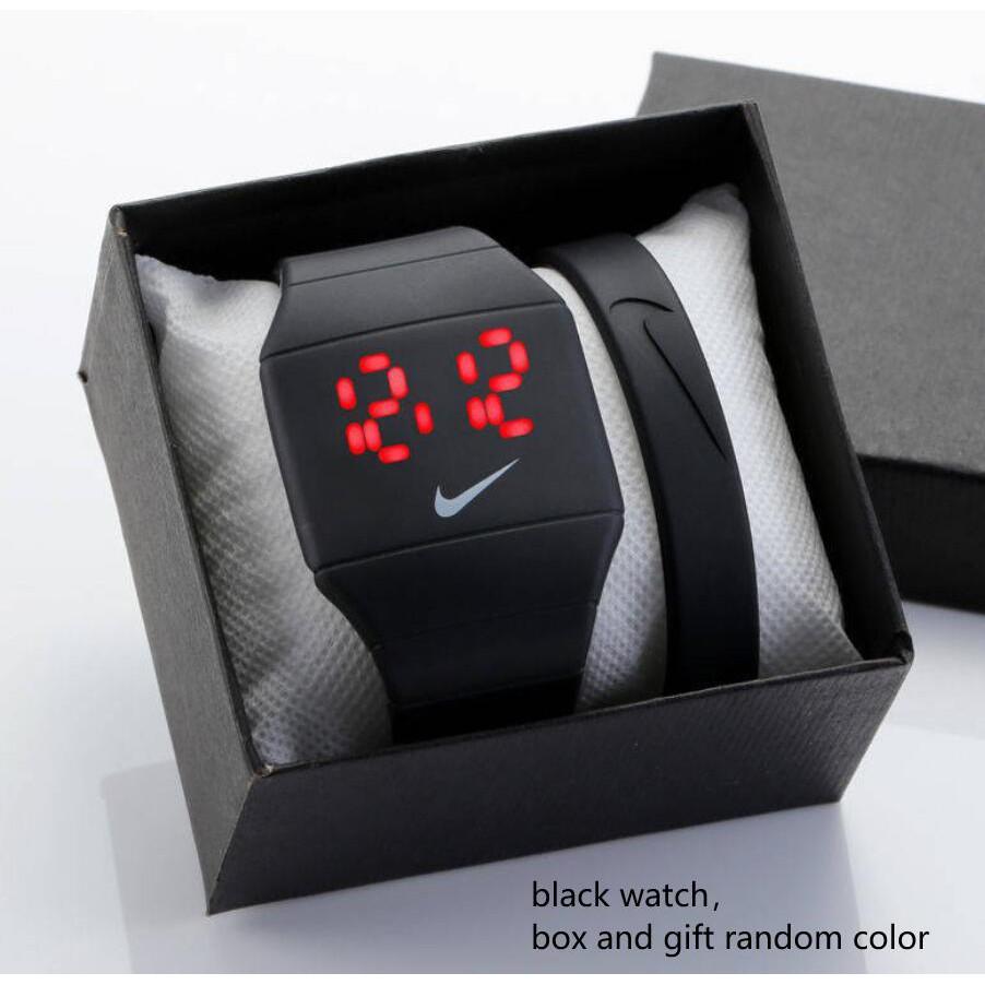 black digital rectangular led watch