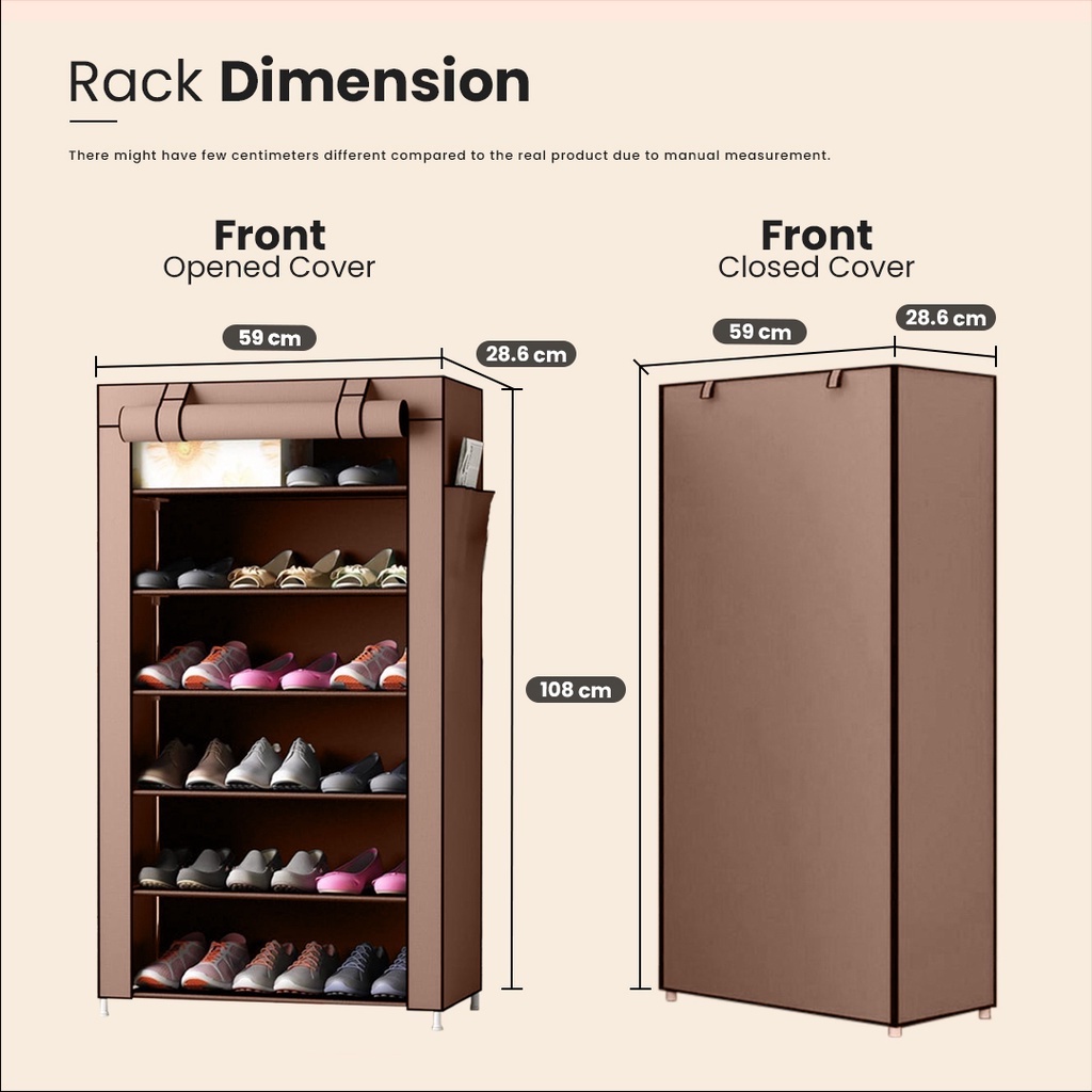 READY STOCK FINSSO : SHOE RACK WARDROBE/ Non-Woven Cloth Shoe Rack/ Rak Kasut