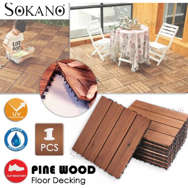 Wooden Floor Decking 001 Pine Wood, Interlocking Hardwood Flooring