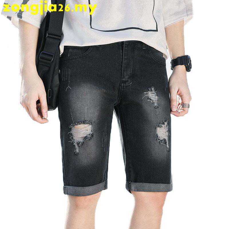 ripped jean shorts mens black