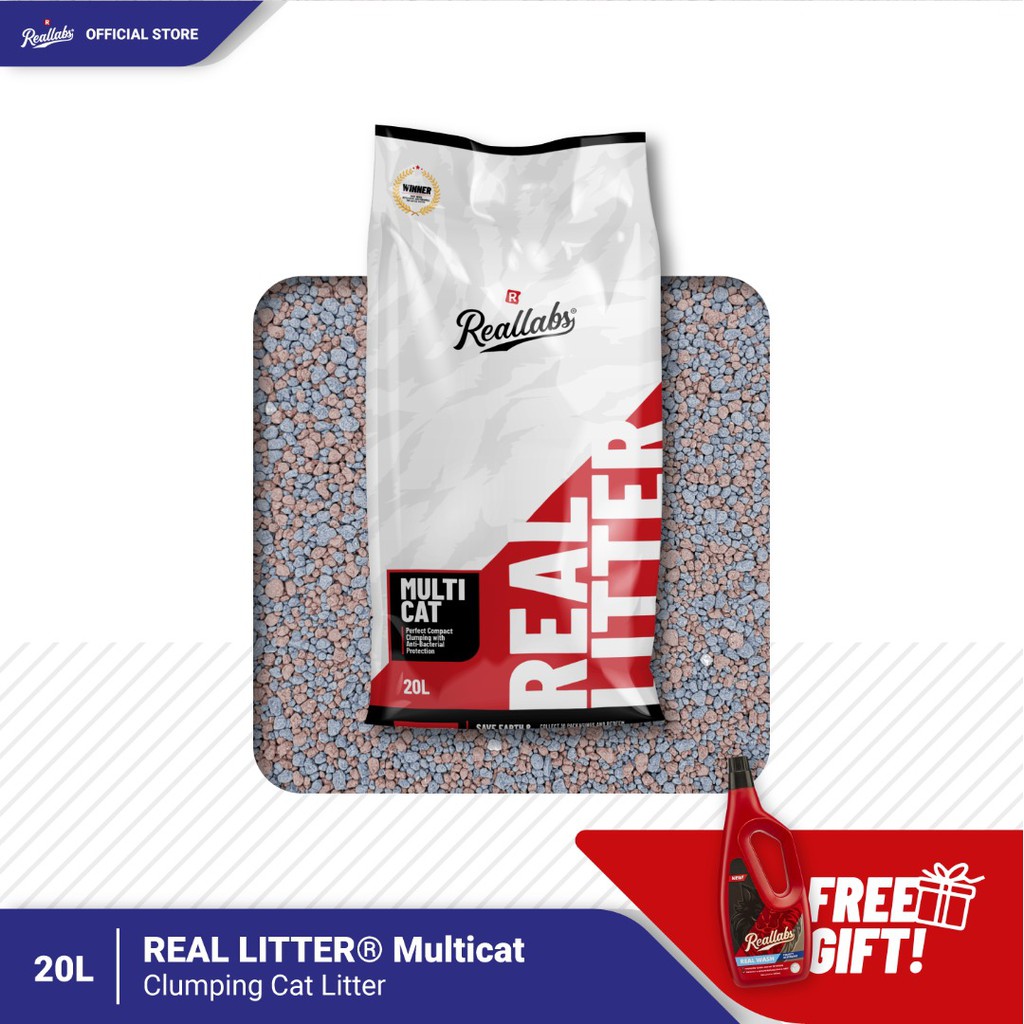 PROMO! Buy2 Get1 FreeGift REAL LITTER® Multicat 20L Cat Litter