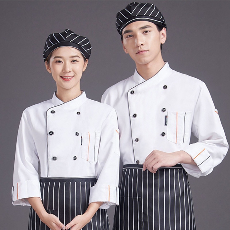 Ready Stock Chef Uniform Long-sleeved Restaurant Hotel Kitchen Kitchen ...