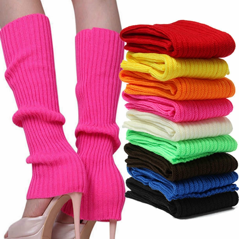 Women's Party Leg warmers Knitted Neon Dance 80s Costume 1980s Leg Warmers sock Stockings