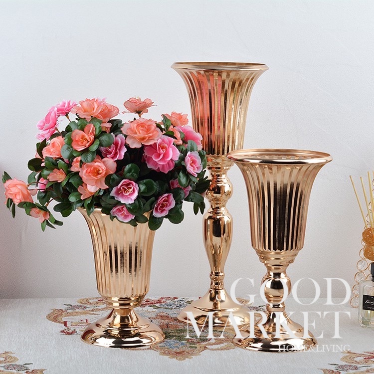 Ready Stock European Style Luxury Wedding Flower Vase Metal Candlestick Candle Holders Iron Golden Flowers Vase Wedding Ceremony Decoration home decor Wedding Party Decoration