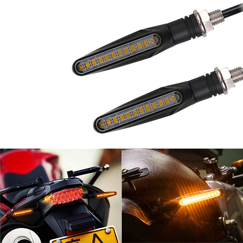 2pcs Motorcycle Turn Signals Light LED Tail Flasher Flowing Water