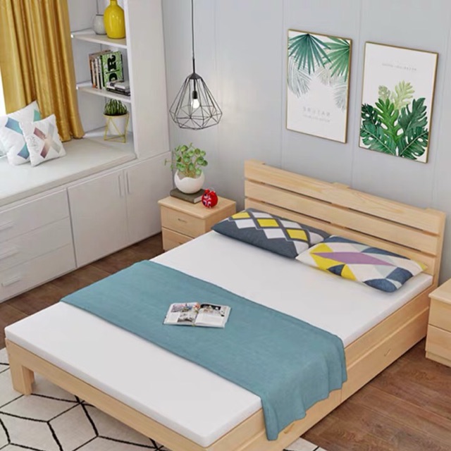 板床双人1 5米纯实木床1 8米成人床经济特价简易床架1 2米单人床 Shopee Malaysia