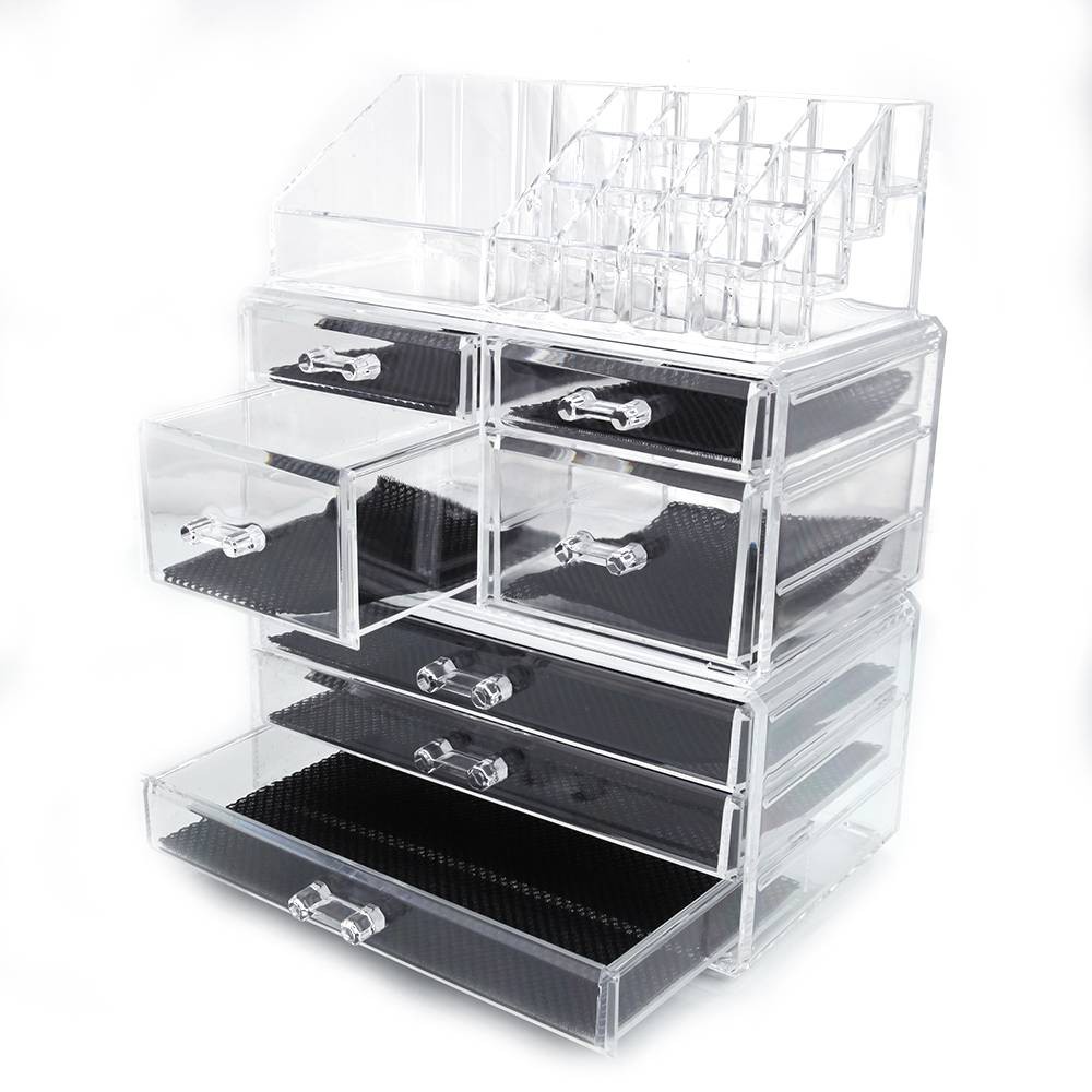 Plastic Cosmetics Storage Rack 4 Small Drawers And 3 Larger