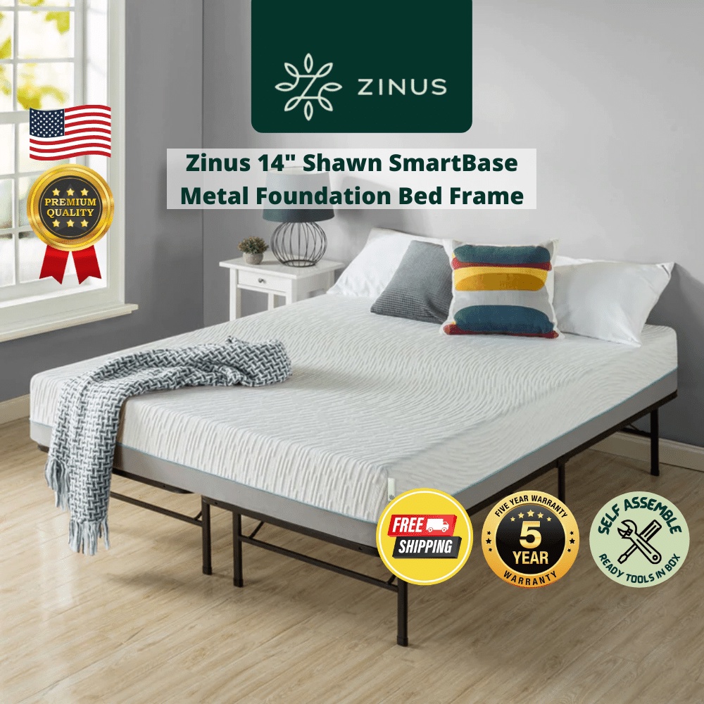 Zinus 14" Shawn SmartBase Metal Foundation Bed Frame Shopee Malaysia