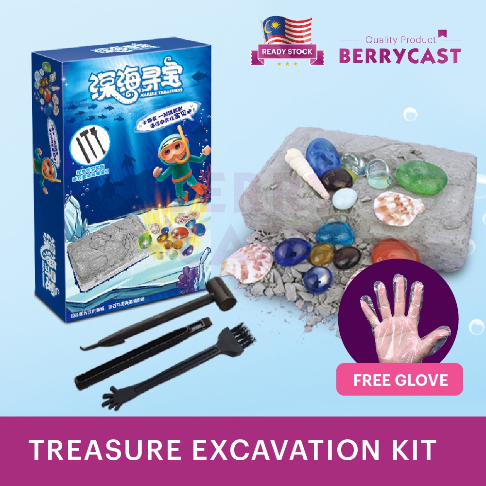 Marine Treasure Diamond Digging DIY Excavation Kit Toy for Kids Archaeology STEM 海洋宝石儿童玩具 Permata Mainan Kanak-kanak