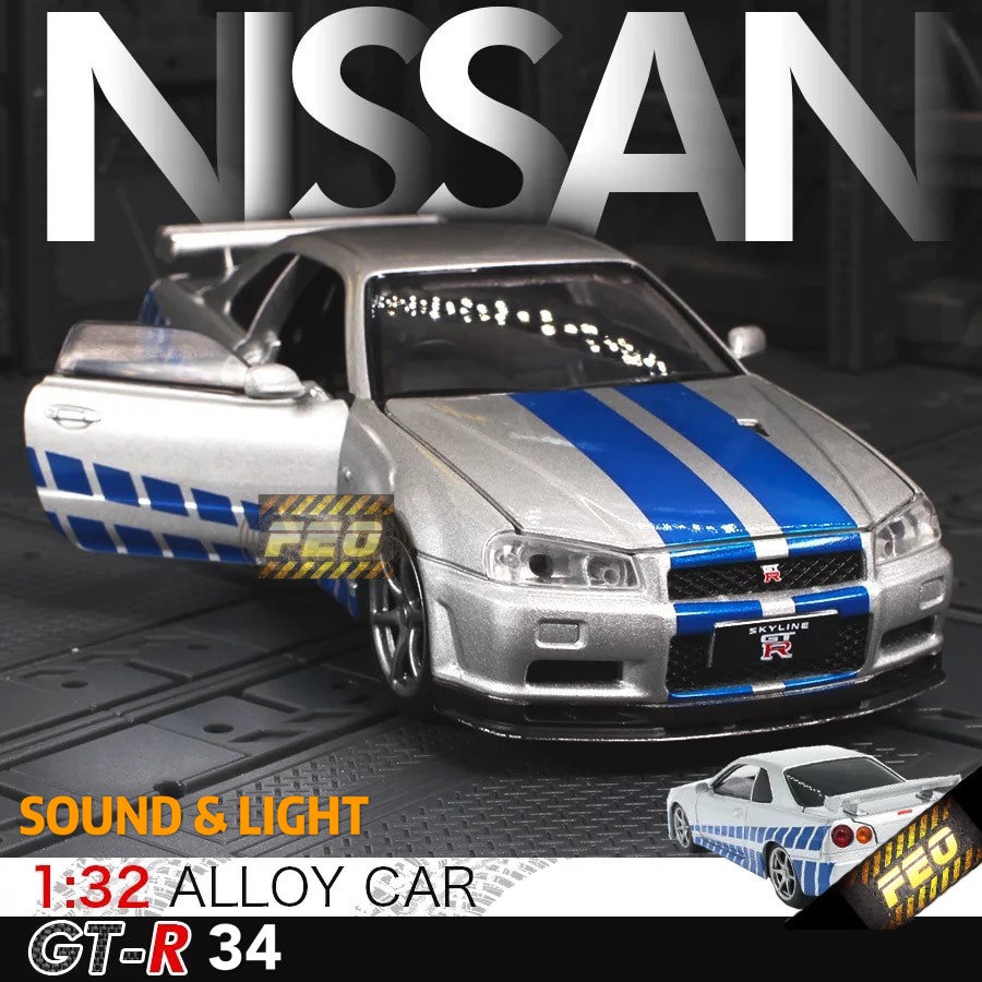 JKM Nissan GTR R34 Skyline Paul Walker Diecast Car Model Diecast Model