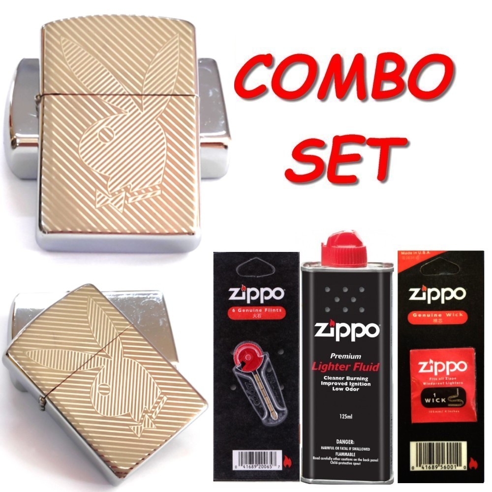 Original ZIPPO Set (Lighter Fluid 125ml + Flints 6pcs + Wick 1pc