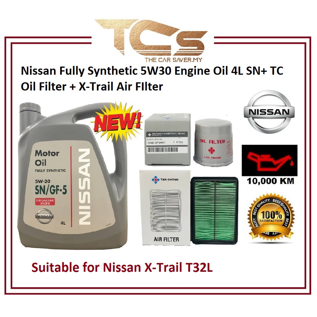 Nissan Fully Synthetic 5W30 Engine Oil 4L SN(NEW) + TC oil filter + X-Trail Air FIlter