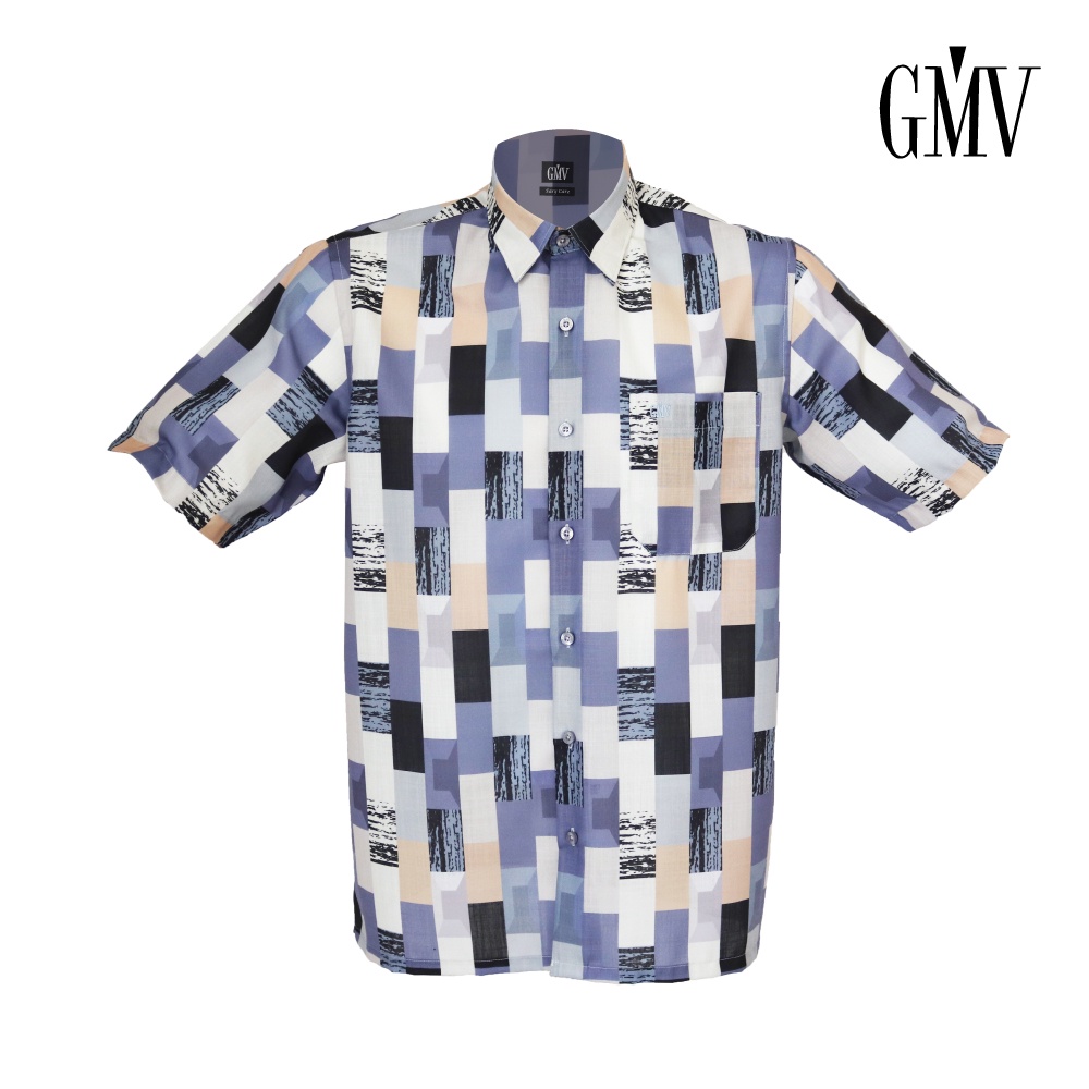 GMV MEN SHORT SLEEVE PRINTED CHECKS SHIRT - GM42203B221