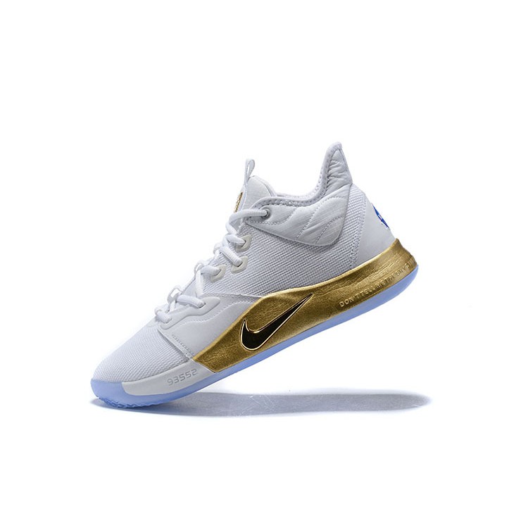 paul george shoes white and gold