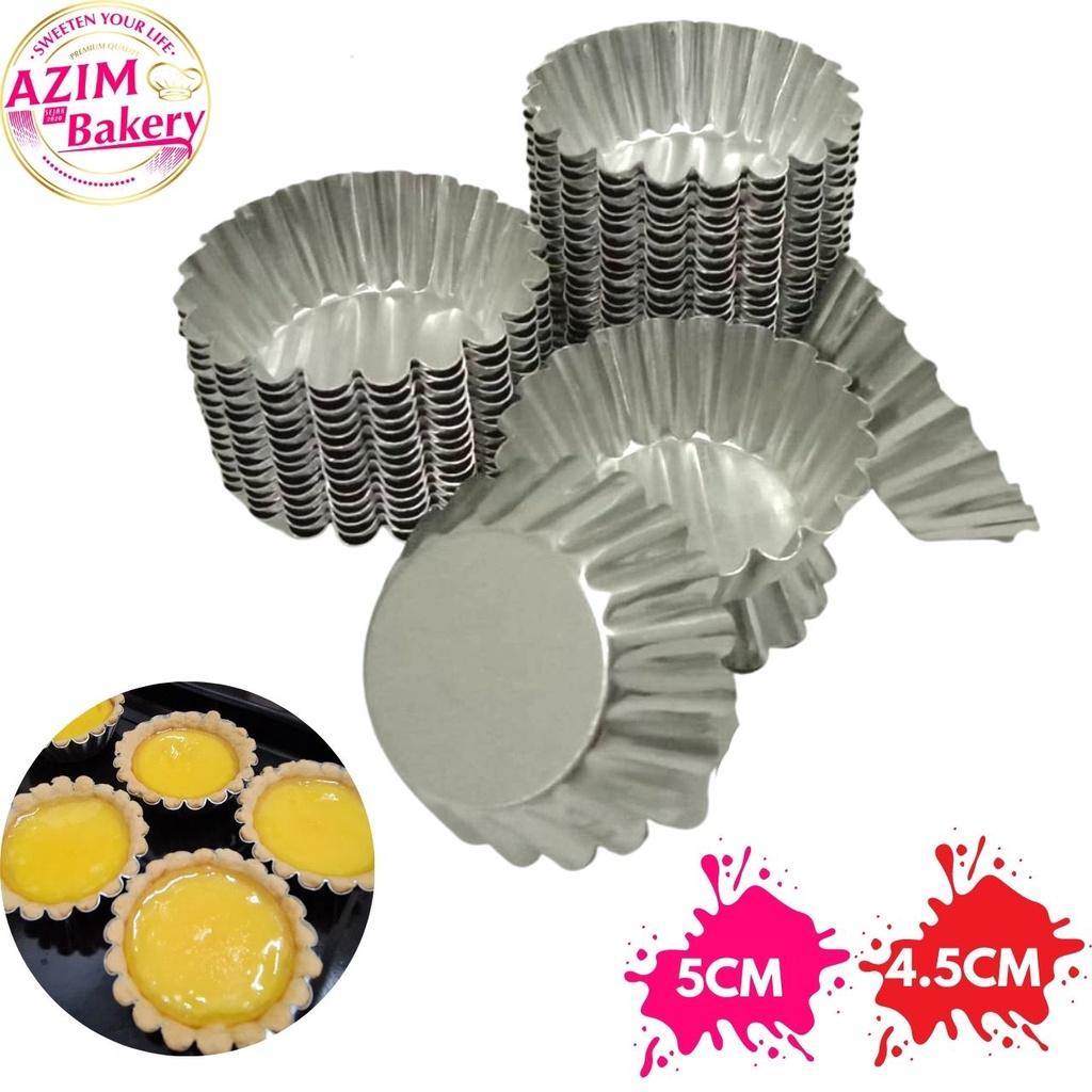 Acuan Kuih Tart 4.5cm, 5cm (20pcs) Egg Tart Mould Tart | Fruit Tart | Cheese Tart | Acuan Tart Telur by Azim Bakery