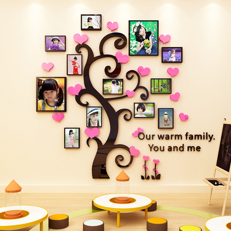 [DAORUI] Cartoon Tree Photo wall stickers 3d Three-Dimensional Sticker Love Frame Decoration Acrylic Living Room Bedroom