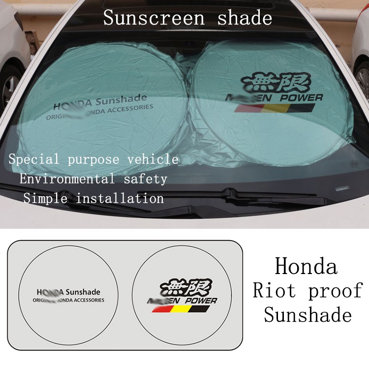 Honda Logo Dual Panels Easy Folding Windshield Sun Shade for Cars and Small SUVs