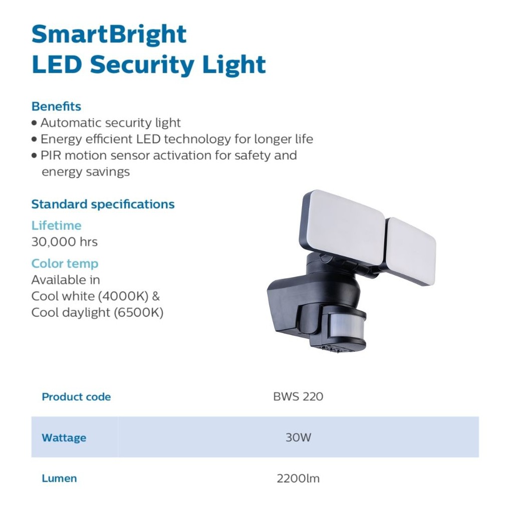 Philips Led Security Light Smartbright 30w 4000k 6500k Ready Stock Shopee Malaysia