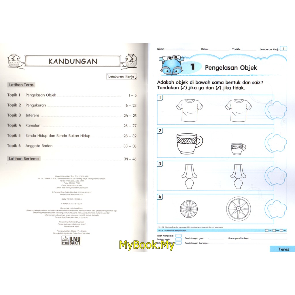 MyB Buku Latihan : Buku Aktiviti Prasekolah KSPK 6 Tahun - Sains 