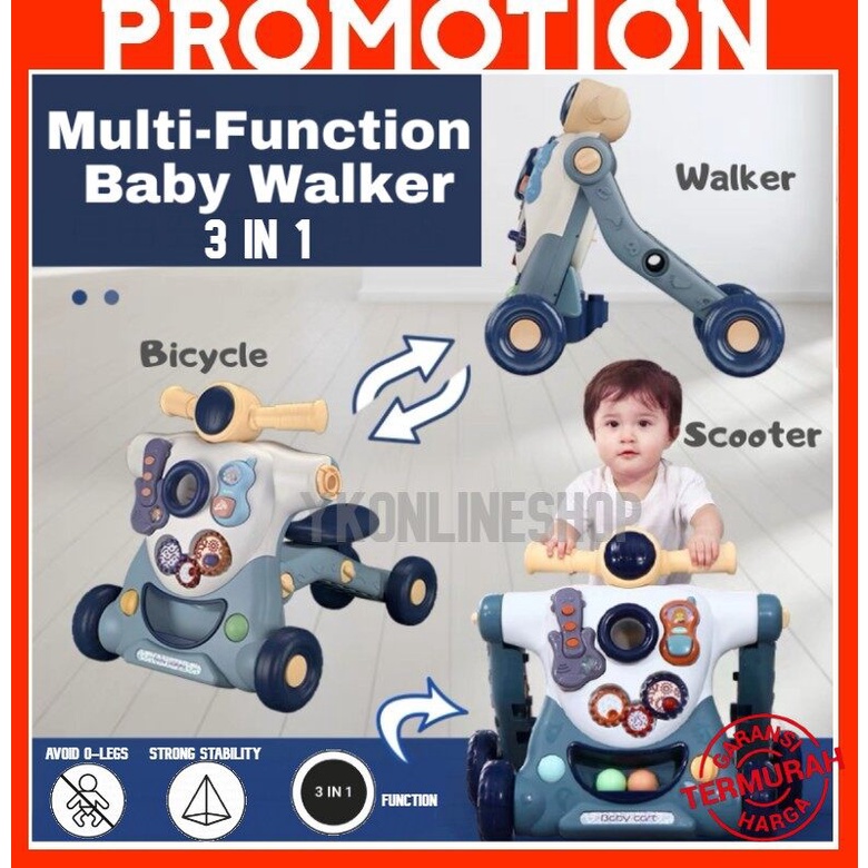 ~SHIP FROM KL~ Baby Walker 3in1 Multi Function Music & Toys Push Walker Bicycle Scooter Early Learning 2IN1 WALKER BABY