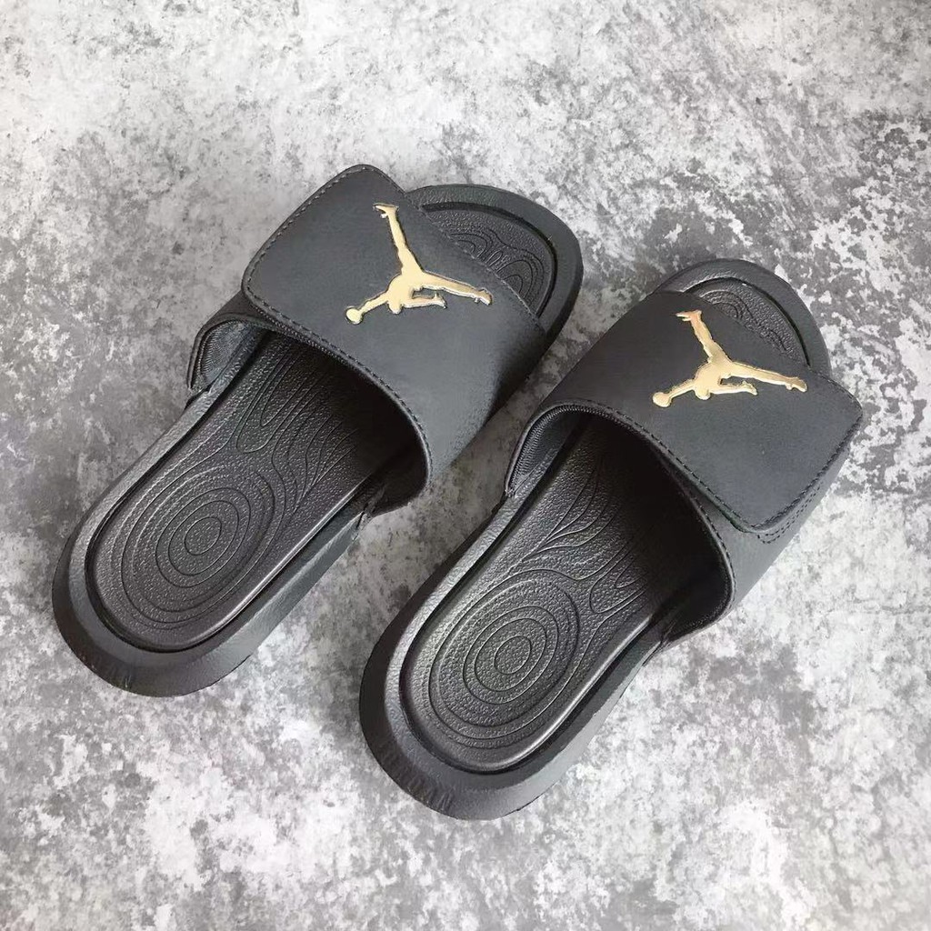 jordan slippers black and gold