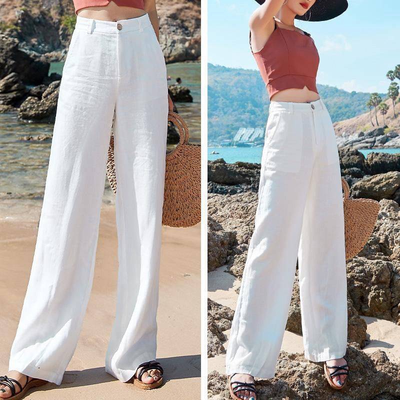 plus size white linen palazzo pants