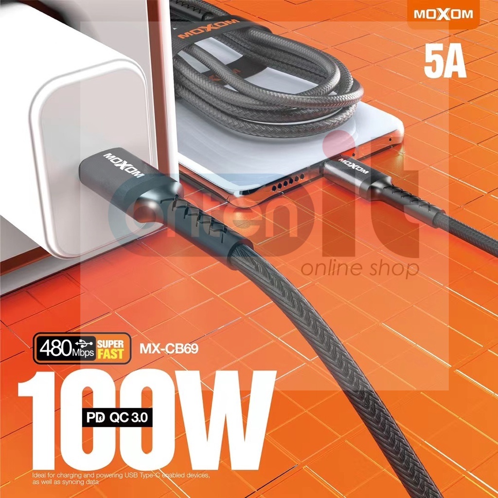 MOXOM MXCB69 PD 100W 5A 480Mbps Super Fast Charger QC 3.0 Type C to