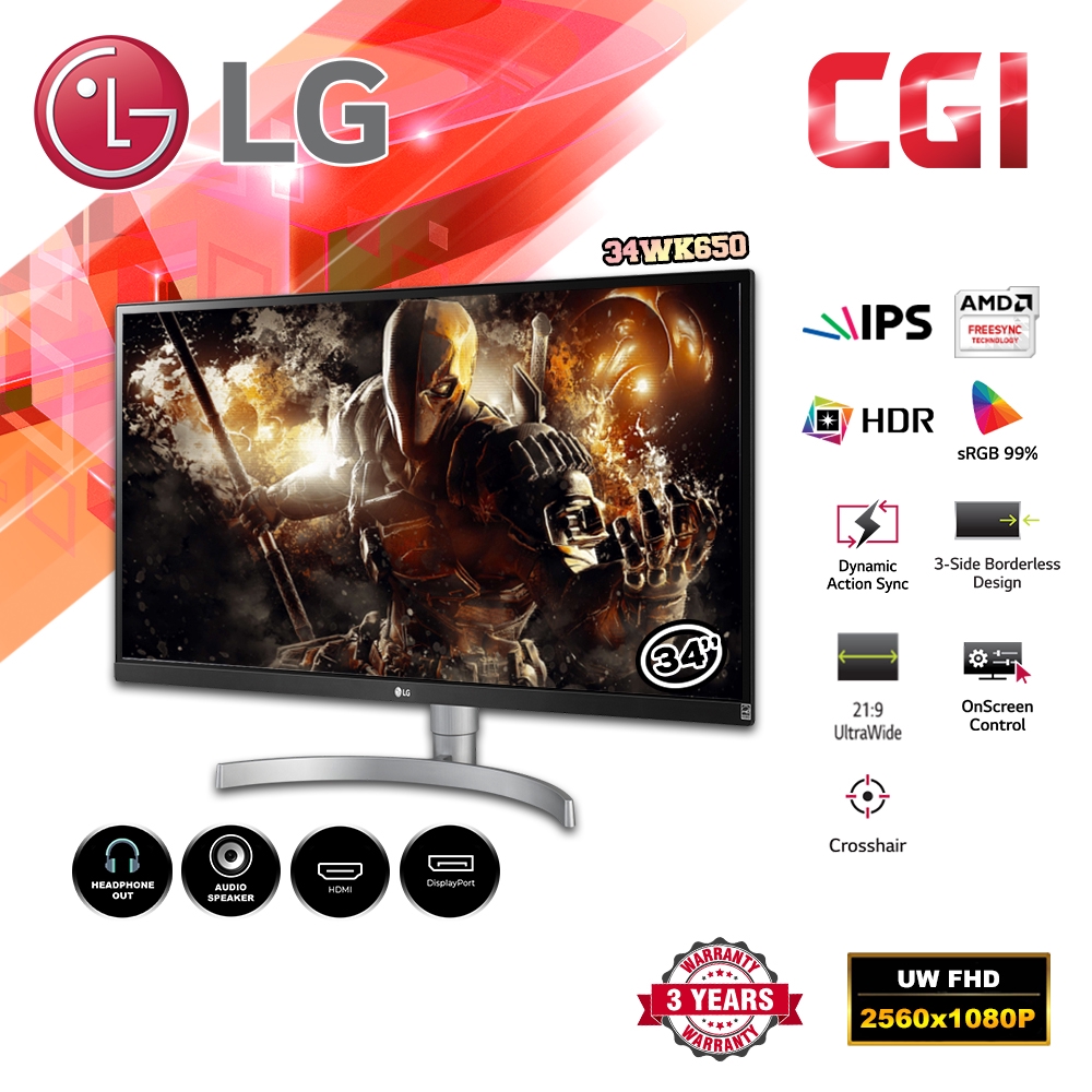 Lg 34 34wk650 Ultrawide Wfhd Ips Led Hdr10 Led Monitor Shopee Malaysia