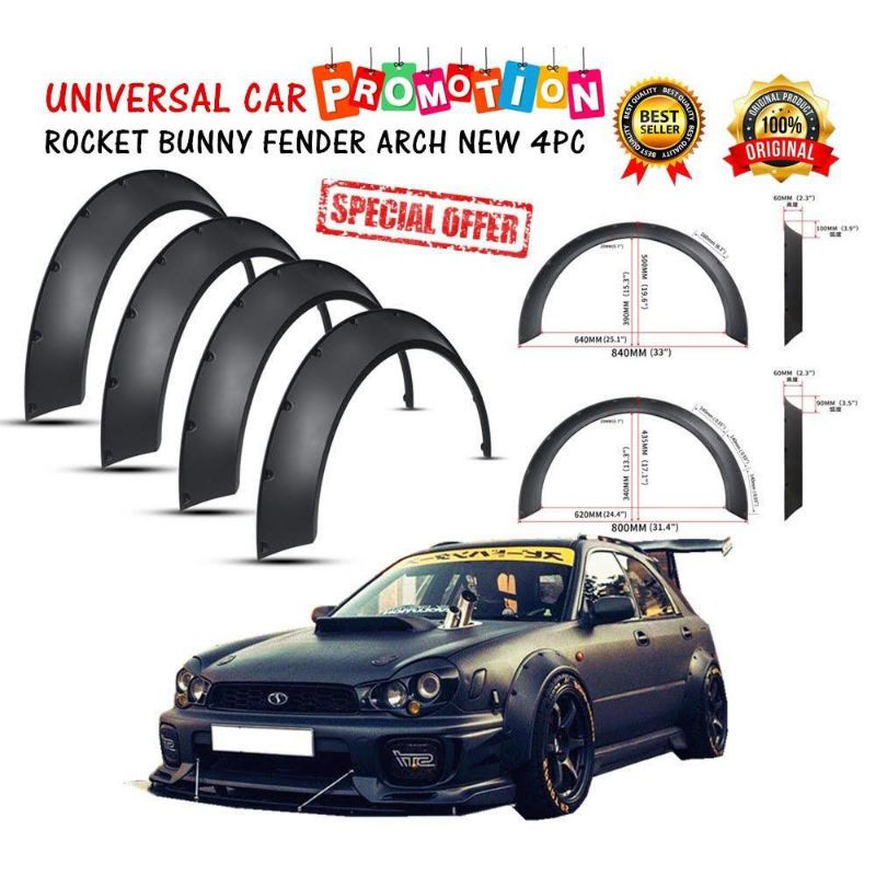 4Pcs Universal Flexible Car Fender Flares Extra Wide Body Wheel