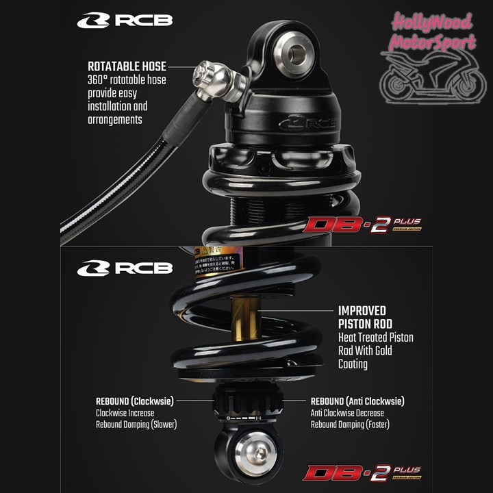 Racing Boy RCB Mono DB2+ Plus RS150 RS150r 229mm Monoshock (Purple ...