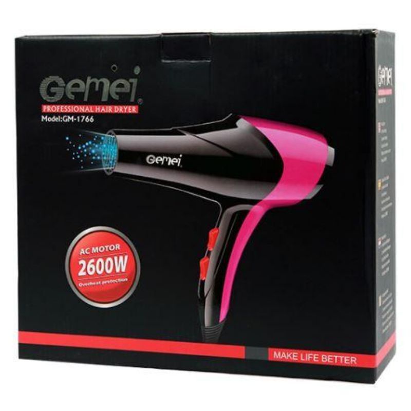Original Gemei GM-1766 Professional Hair Dryer Blower 2600W Adjustable Speeds