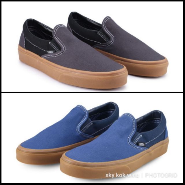 vans slip ons gum sole